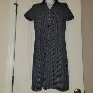 Women's Tommy Hilfiger Navy White Polka Dot Polo Dress M